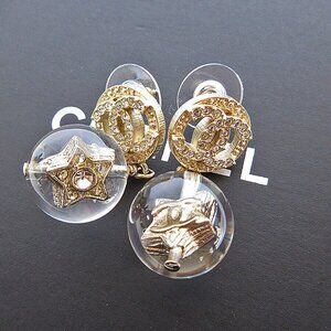 Auth CHANEL COCO markPierce Gold / Silver metal/Resin